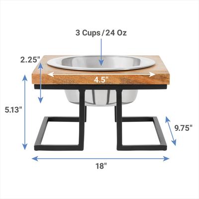 Show full view: Frisco Premium Modern Wood Elevated Single Dog & Cat Bowl, Medium: 3 cup slide 2 of 8