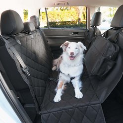Frisco Premium Quilted Water Resistant Hammock Car Seat Cover with Seatbelt Tether & Travel Bag, Black/Gray