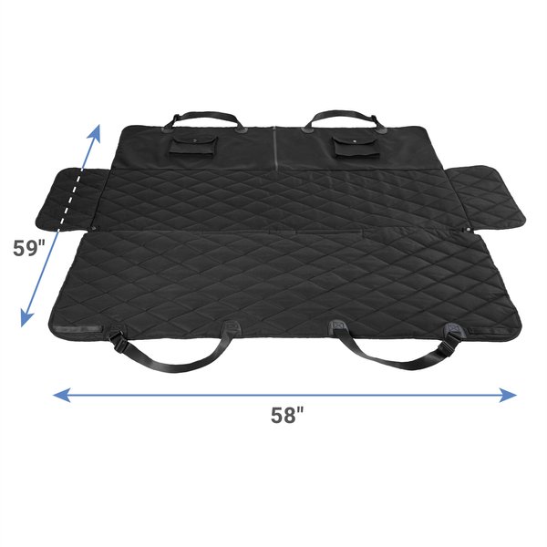 Show full view: Frisco Premium Quilted Water Resistant Hammock Car Seat Cover with Seatbelt Tether & Travel Bag, Black/Gray slide 2 of 7