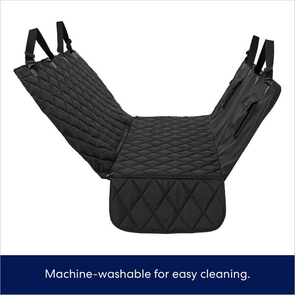 Show full view: Frisco Premium Quilted Water Resistant Hammock Car Seat Cover with Seatbelt Tether & Travel Bag, Black/Gray slide 3 of 7