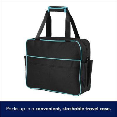 Show full view: Frisco Premium Quilted Water Resistant Hammock Car Seat Cover with Seatbelt Tether & Travel Bag, Black/Teal slide 5 of 7