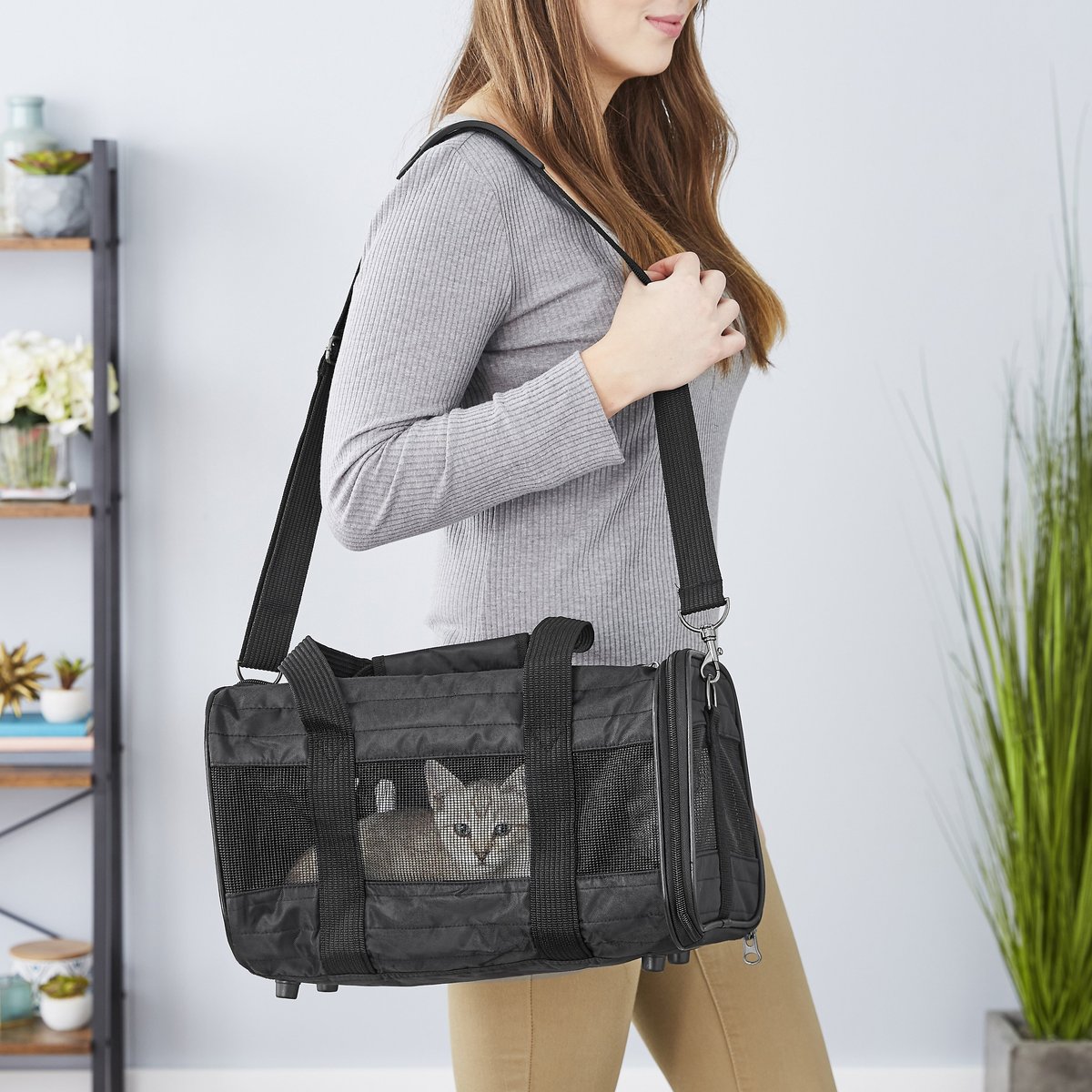 Premium Travel Dog & Cat Carrier Bag, Black, Small, Frisco