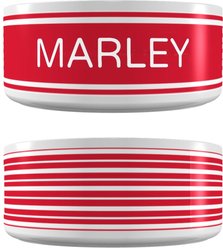 Frisco Preppy Stripes Ceramic Personalized Dog Bowl, 4.75 cup