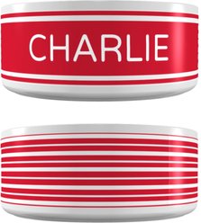 Frisco Preppy Stripes Ceramic Personalized Dog & Cat Bowl, 1 cup