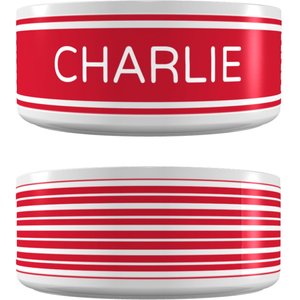 Frisco Preppy Stripes Ceramic Personalized Dog & Cat Bowl, 1 cup