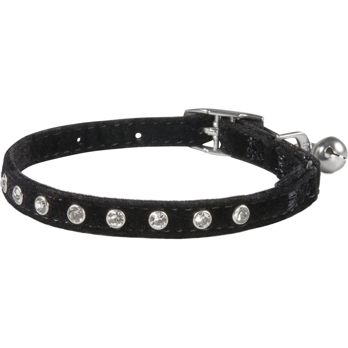 Frisco Punk Velvet Cat Collar, Black, 8 to 12-in neck, 3/8-in wide