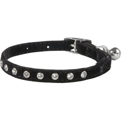 Frisco Frisco Punk Velvet Cat Collar, Black, 8 to 12-in neck, 3/8-in wide