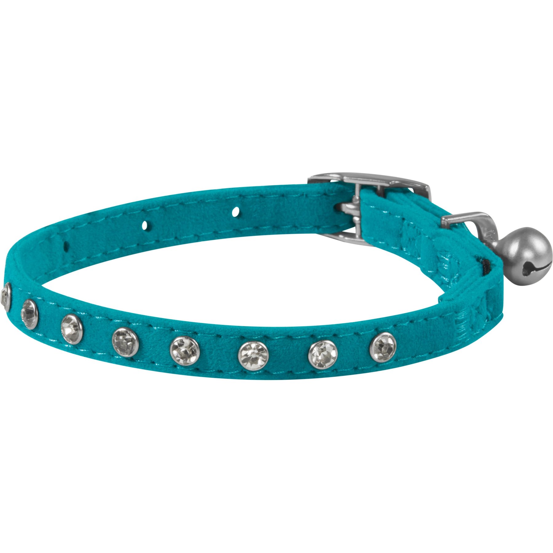 Frisco Punk Velvet Cat Collar, Blue, 8 to 12-in neck, 3/8-in wide