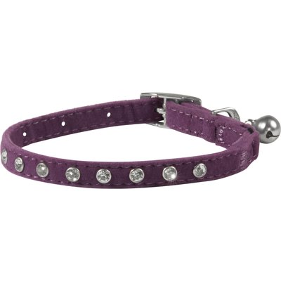 Frisco Frisco Punk Velvet Cat Collar, Purple, 8 to 12-in neck, 3/8-in wide