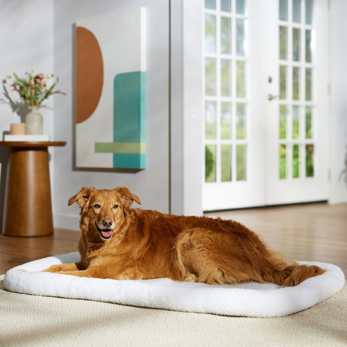 Frisco Quilted Dog Crate Mat, Ivory, 48-in