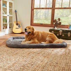 Frisco Quilted Plush Dog Crate Mat, Gray, 54-in