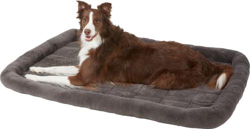 Show full view: Frisco Quilted Plush Dog Crate Mat, Gray, 54-in slide 3 of 5