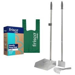 Frisco Rake & Spade Set with Dustpan, Large + Handle Dog Poop Bag, Scented, 120 count