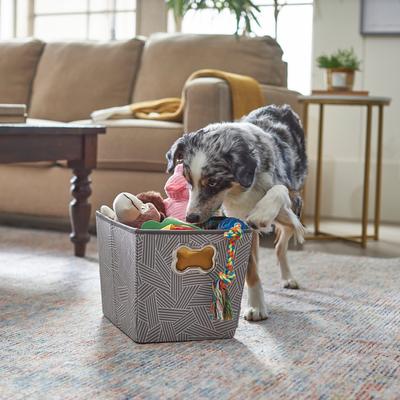 Show full view: Frisco Rectangle Collapsible Pet Toy Storage Bin, Gray Basket Weave slide 4 of 7