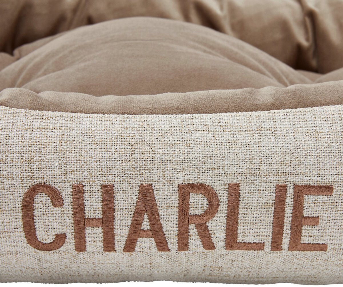 Frisco Rectangular Personalized Bolster Dog Bed w/Removable Cover
