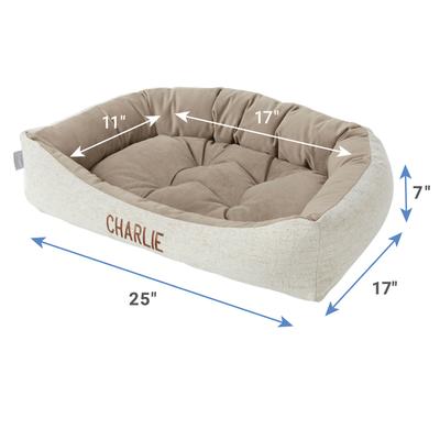 Show full view: Frisco Rectangular Personalized Bolster Dog Bed w/Removable Cover, Beige, Medium slide 3 of 3