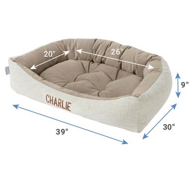 Show full view: Frisco Rectangular Personalized Bolster Dog Bed w/Removable Cover, Beige, X-Large slide 3 of 9