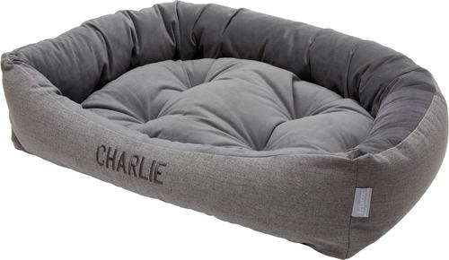Show full view: Frisco Rectangular Personalized Bolster Dog Bed w/Removable Cover, Dark Gray, Large slide 3 of 9