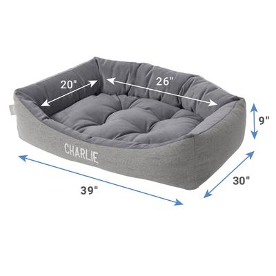 Show full view: Frisco Rectangular Personalized Bolster Dog Bed w/Removable Cover, Dark Gray, X-Large slide 3 of 9