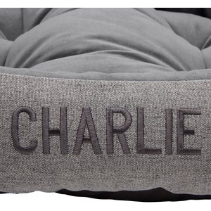 Frisco Rectangular Personalized Bolster Dog Bed w/Removable Cover, Dark Gray, X-Large