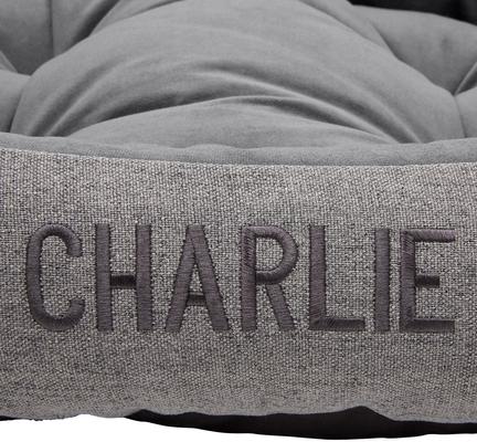 Show full view: Frisco Rectangular Personalized Bolster Dog Bed w/Removable Cover, Dark Gray, X-Large slide 4 of 9