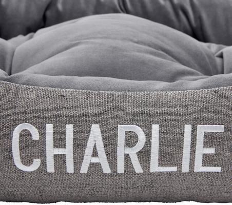 Show full view: Frisco Rectangular Personalized Bolster Dog Bed w/Removable Cover, Dark Gray, X-Large slide 5 of 9