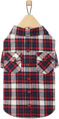 Show full view: Frisco Red & Blue Plaid Dog & Cat Flannel Shirt, Large slide 3 of 9