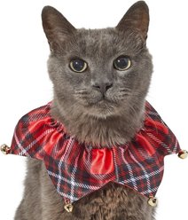 Frisco Red Plaid Cat Ruffle Collar with Bells, One Size