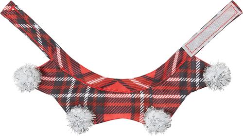 Show full view: Frisco Red Plaid Guinea Pig Ruffle Collar with Pom Poms, Multi Color slide 4 of 7
