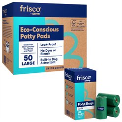 Frisco Refill Poop Bags, Scented, 120 count + Eco-Conscious Dog Training & Potty Pads, 22 x 23-in, 50 count, Unscented