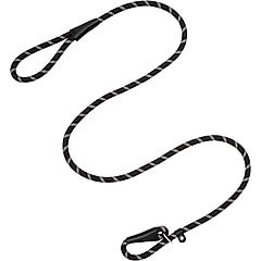 Frisco Reflective Rope Slip Lead Dog Leash, Black, 6-ft long, 1/2-in wide
