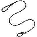 Frisco Reflective Rope Slip Lead Dog Leash, Black, 6-ft long, 1/2-in wide