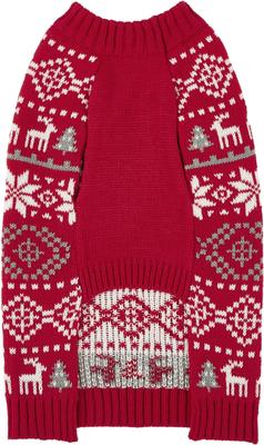 Show full view: Frisco Reindeer Fair Isle Dog & Cat Christmas Sweater, Red, Large slide 4 of 8