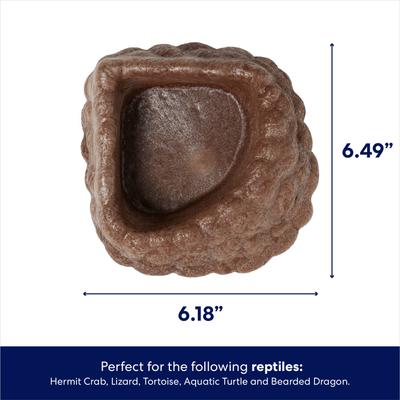 Show full view: Frisco Reptile Waterer and Feeding Corner Rock Bowl, Brown slide 2 of 4