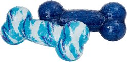 Frisco Retro Denim & Swirl TPR Bone Squeaky Dog Toy, Medium/Large, 2 count