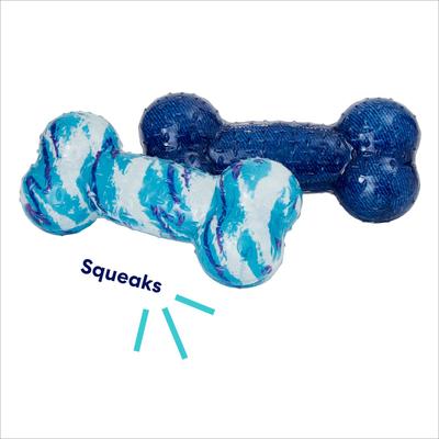 Show full view: Frisco Retro Denim & Swirl TPR Bone Squeaky Dog Toy, Medium/Large, 2 count slide 3 of 7