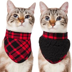 Frisco Reversible Flannel & Sherpa Dog & Cat Bandana, Red, X-Small/Small