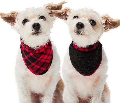 Show full view: Frisco Reversible Flannel & Sherpa Dog & Cat Bandana, Red, X-Small/Small slide 2 of 11