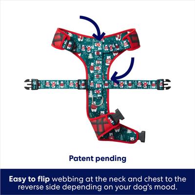 Show full view: Frisco Reversible Holiday Polar Bears Dog Harness (Patent Pending), Red, XX-Large/XXX-Large slide 5 of 11