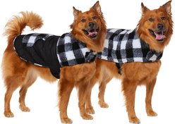 Frisco Reversible Medium Weight Boulder Plaid Dog & Cat Coat, Black/White, X-Large