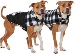 Frisco Reversible Medium Weight Boulder Plaid Dog & Cat Coat, Black/White, XX-Large
