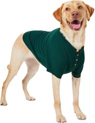 Frisco Ribbed Henley Dog & Cat T-Shirt, Green, X-Large