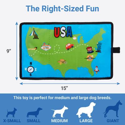 Show full view: Frisco Road Trip Foldable Map Flat Plush Squeaky Dog Toy slide 2 of 6