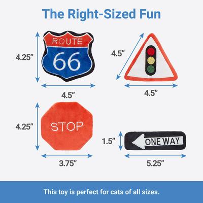 Show full view: Frisco Road Trip Traffic Signs Plush Cat Toy with Catnip, 4 count slide 2 of 4