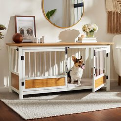 Frisco "Roma" Credenza & Mat Dog Crate, Brown, 55.5 x 24.5 x 30 inches