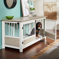 Frisco "Roma" Dog Crate Credenza & Mat, Gray, 55.5 x 24.5 x 30 inches