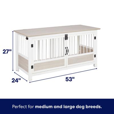Show full view: Frisco "Roma" Dog Crate Credenza & Mat, Gray, 55.5 x 24.5 x 30 inches slide 4 of 9