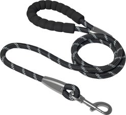 Frisco Rope Dog Leash with Padded Handle, Black, 5-ft long