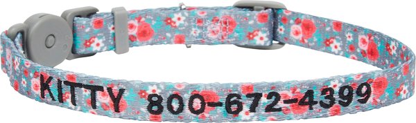 Frisco Rose Polyester Personalized Breakaway Cat Collar with Bell