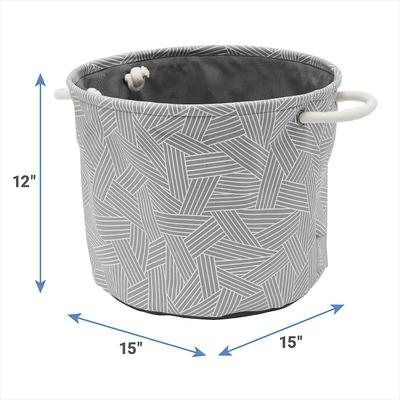 Show full view: Frisco Round Collapsible Pet Toy Storage Bin, Gray Basket Weave slide 3 of 5